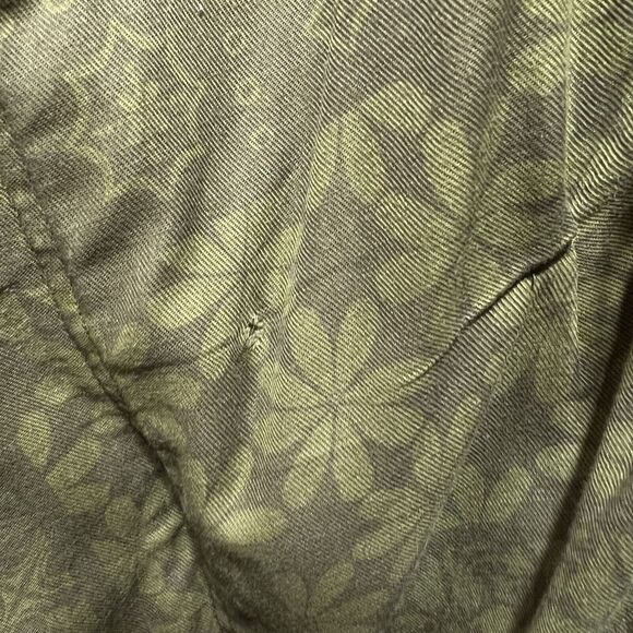 Free People Mixed Media Tapestry Hooded Parka Jacket Size S in Army Green - Picture 12 of 14